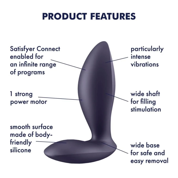 Satisfyer Power Plug - анальный плаг с вибрацией (управление через приложение)